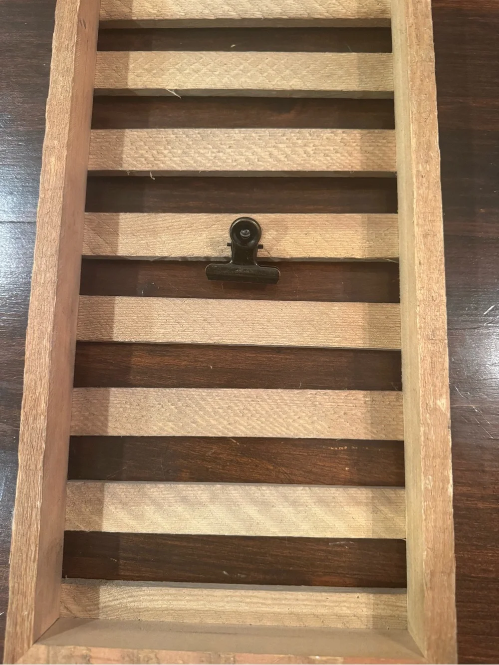 Rustic Wooden Wall Organizer with 3 Metal Clips | Farmhouse Memo Photo Display |